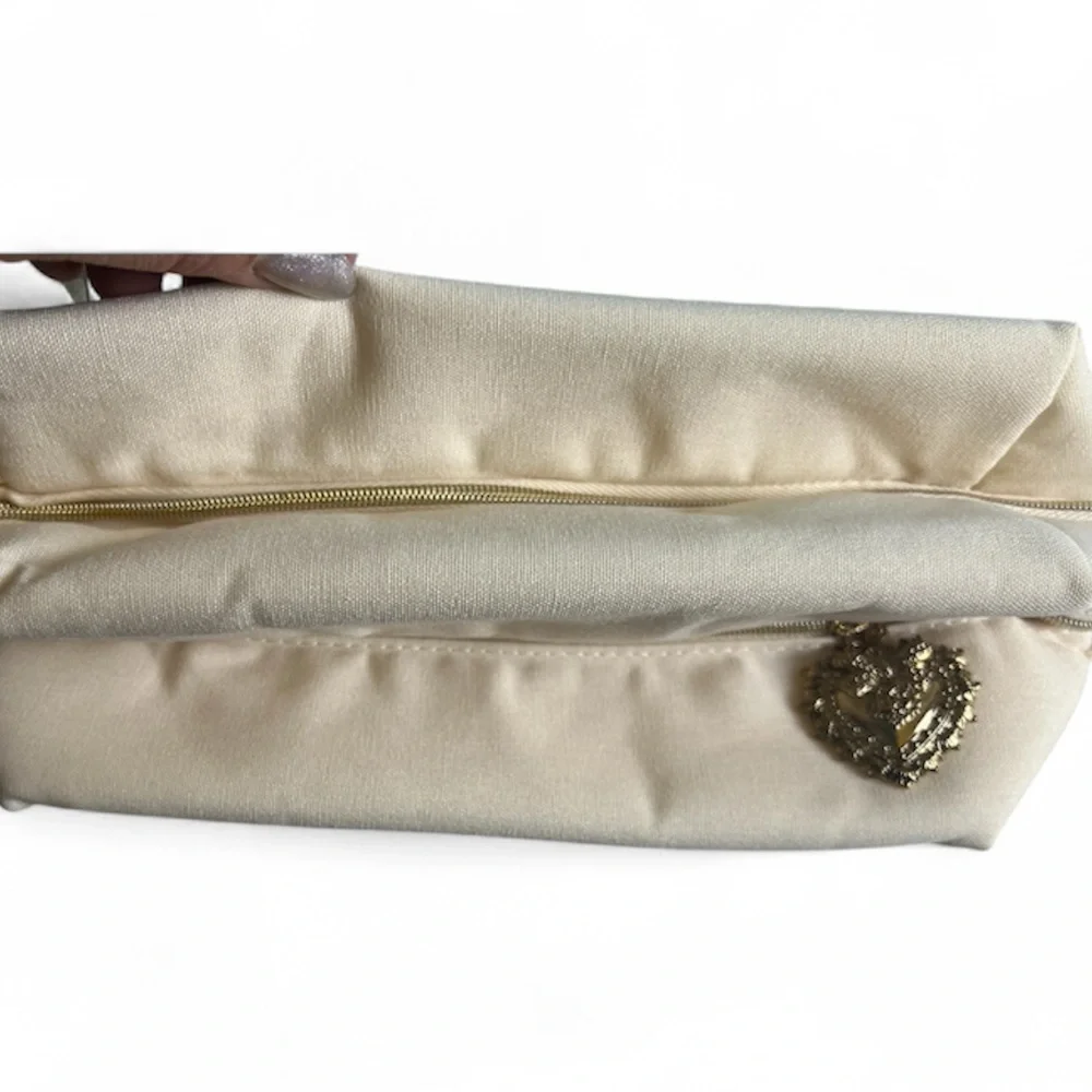 Dolce & Gabbana Cream Devotion Make up Bag  w/Gold Heart Charm on zipper handle